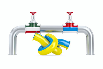 pipeline between Russia and Hungary on white background. Isolated 3D illustration