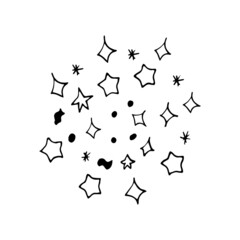 fireworks hand drawn doodle. vector, minimalism, monochrome. icon, sticker. celebration, new year, independence day, birthday.