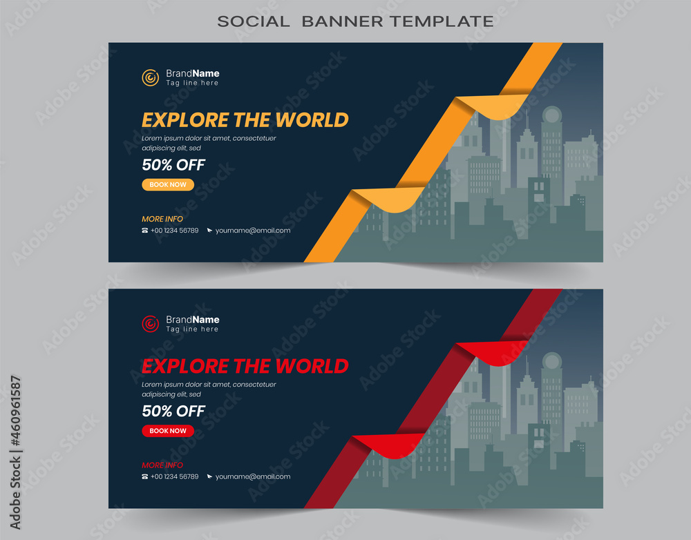 Wall mural Creative social media cover vector templates fully editable, advertising design, social media banner post