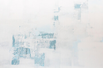 Abstract art background. Oil painting on canvas. Blue and white texture. Fragment of artwork. Spots of acrylic paint. Modern art. Contemporary art. Oil paint