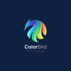 Flying bird with smooth gradient logo