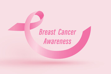 Fototapeta na wymiar Pink ribbon symbol of women breast cancer awareness campaign in October