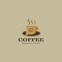 coffee chat logo design. vector icon coffee with a sign from icon chat.