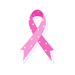 Modern creative pink ribbon design isolated on white background for breast cancer awareness campaign in October