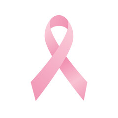 Pink ribbon symbol of women breast cancer awareness campaign ion white isolated background