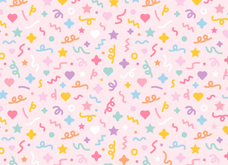 Estores personalizados con tu foto A pattern composed of confetti and cute shapes randomly on a pink background. Simple pattern design template.