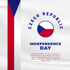Square Banner illustration of Czech Republic independence day celebration. Waving flag and hands clenched. Vector illustration.
