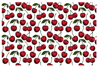 Cherry seamless pattern, Hand-drawn, pattern, fabric design, wrapping paper, background and texture
