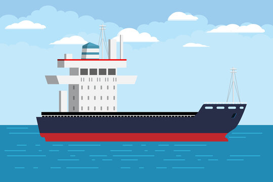 Empty Ship. Flat and solid color vector illustration.