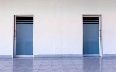 Glassdoors or front doors of the office.