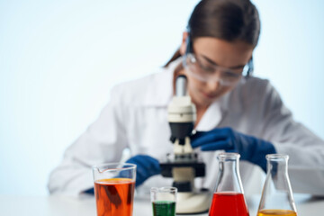 female laboratory assistant chemistry research microbiology