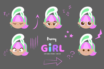 cute bunny girl vector illlustration.