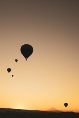 hot air balloon at sunset