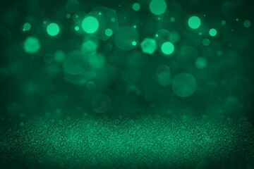 teal, sea-green fantastic shining glitter lights defocused bokeh abstract background, holiday mockup texture with blank space for your content