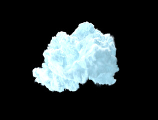 single cloud on black backdrop isolated. computer generated nature 3D illustration