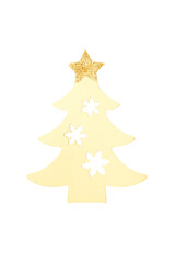Wooden Christmas tree isolated on white background.