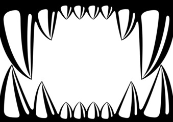 鋭い牙のフレーム モノクロ