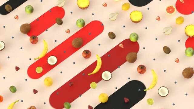 Abstract design of 3D stylish fruits