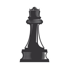 Chess Queen vector line art illustration.