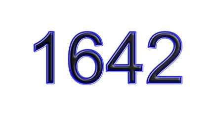 blue 1642 number 3d effect white background
