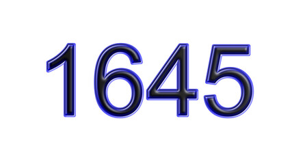 blue 1645 number 3d effect white background