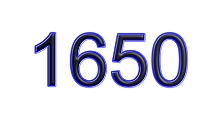 blue 1650 number 3d effect white background
