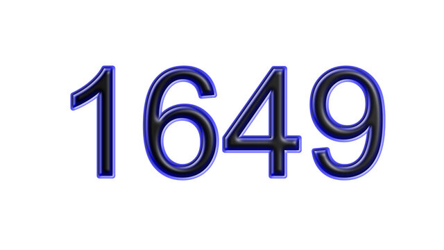 blue 1649 number 3d effect white background