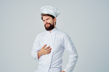 male cook kitchen Job hand gestures isolated background