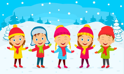 Naklejka premium kids winter activity