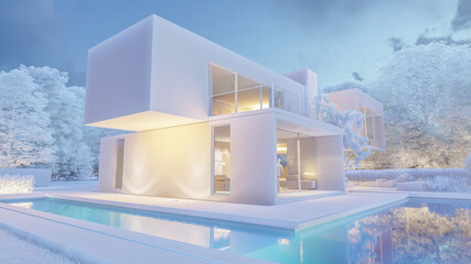 Big contemporary villa with pool and frozen garden