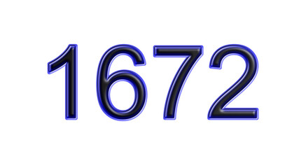 blue 1672 number 3d effect white background