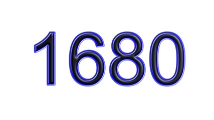 blue 1680 number 3d effect white background