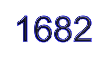 blue 1682 number 3d effect white background
