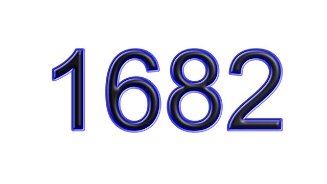 blue 1682 number 3d effect white background