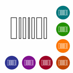 Black line Barcode icon isolated on white background. Set icons in color circle buttons. Vector Illustration