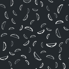 Grey Bow icon isolated seamless pattern on black background. Vector