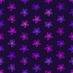 Seamless hand drawn flower purple background