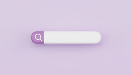3D search bar isolated on purple background vector illustration.