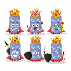 A Charismatic King light blue firecracker cartoon character wearing a gold crown