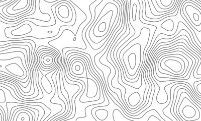 Topographic line map patterns. Black Contour and textured Background of geographic cartography terrain isolated on white drop. Horizontal banner. Vector illustration