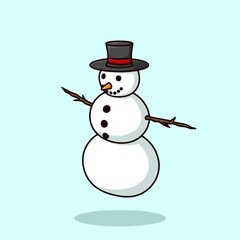 Snowman cartoon illustration isolated vector