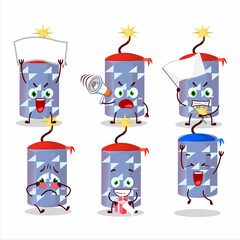 Mascot design style of light blue firecracker character as an attractive supporter