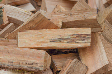 Chopped oak wood firewood