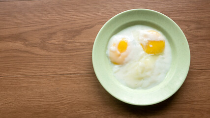 Half boiled eggs for breakfast.