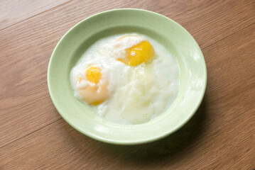 Half boiled eggs for breakfast.