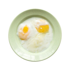 Half boiled eggs for breakfast isolated on a white background.