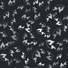 Fototapeta premium Grey Hot chili pepper pod icon isolated seamless pattern on black background. Design for grocery, culinary products, seasoning and spice package, cooking book. Vector