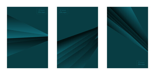 Naklejka premium Set of blue cover background