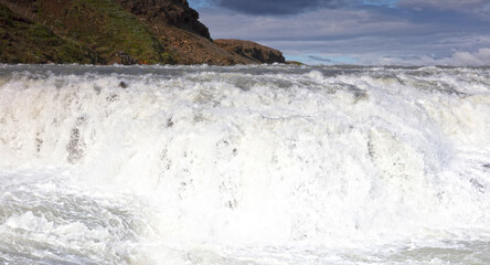 Golden waterfall in Iceland - The mighty Gullfoss