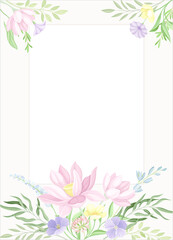 Greeting card with flowers in pastel colors. Wedding invitation, poster, flyer design vector illustration